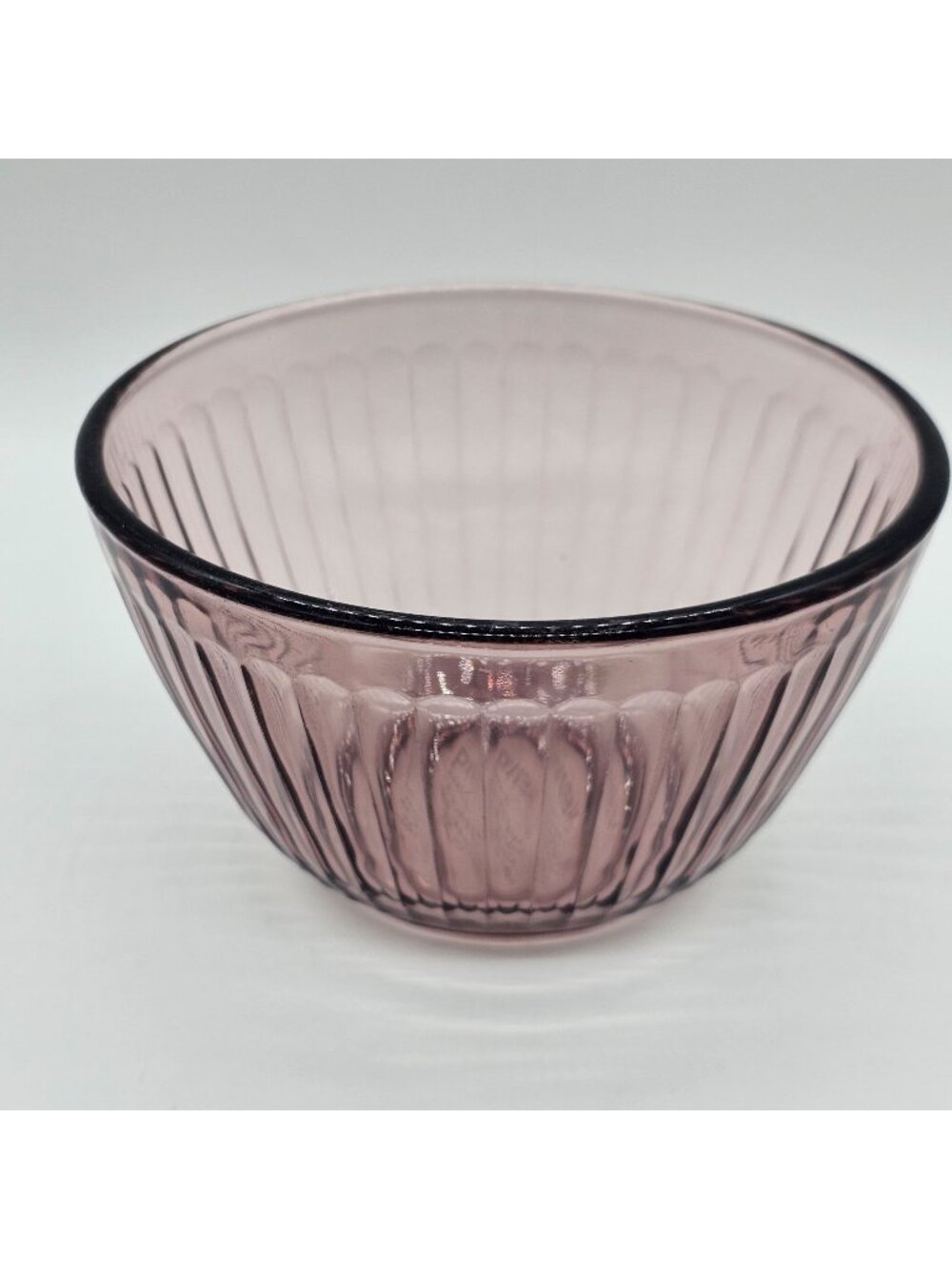 Pyrex Sculptured Cranberry Serving Bowl 7" ribbed patterned glass translucent
